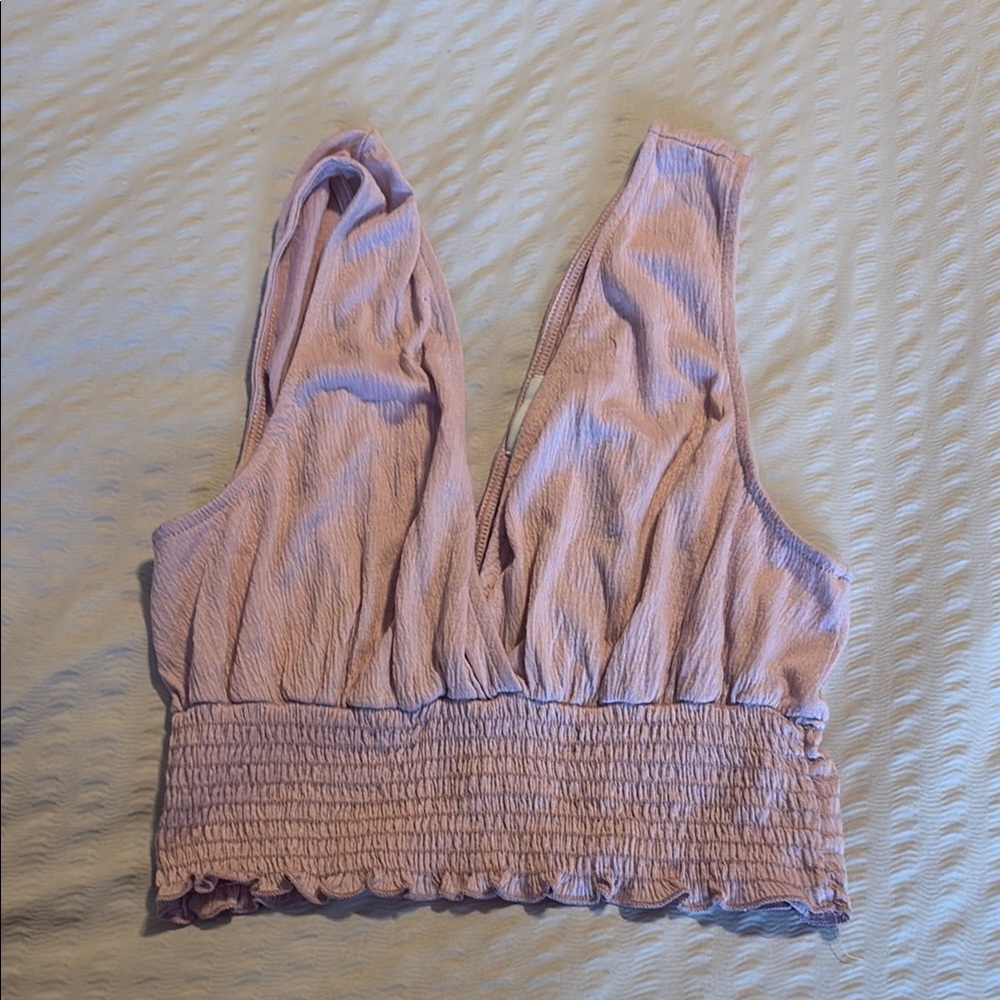 Urban Outfitters Pink Smocked Sleeveless Crop Top